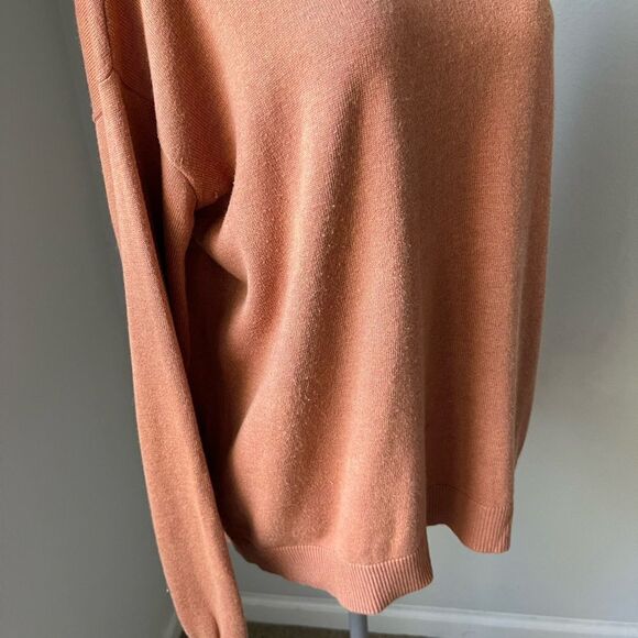 One Grey Day Silk Blend Button Back Sweater in Orange/Rust - Picture 11 of 11